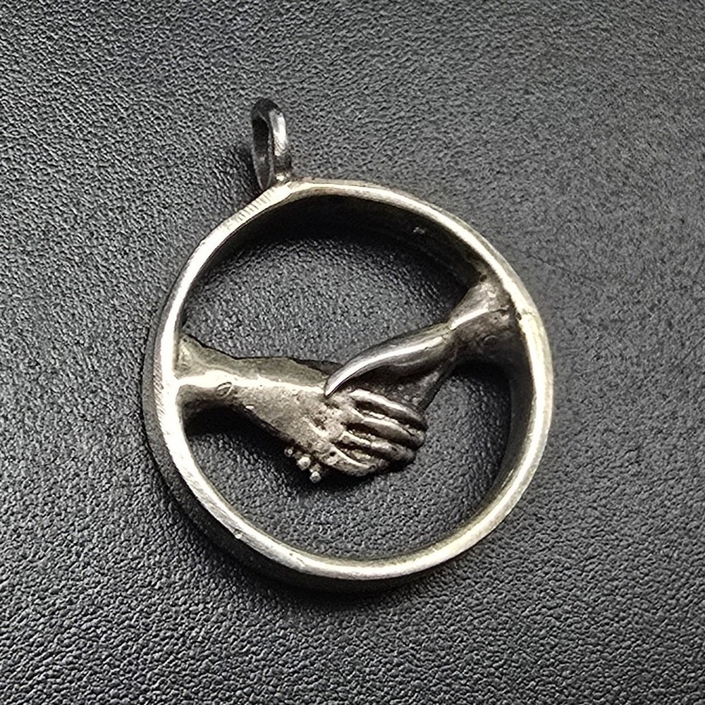 Sterling Silver Holding Hands Pendant Charm Love Friendship
